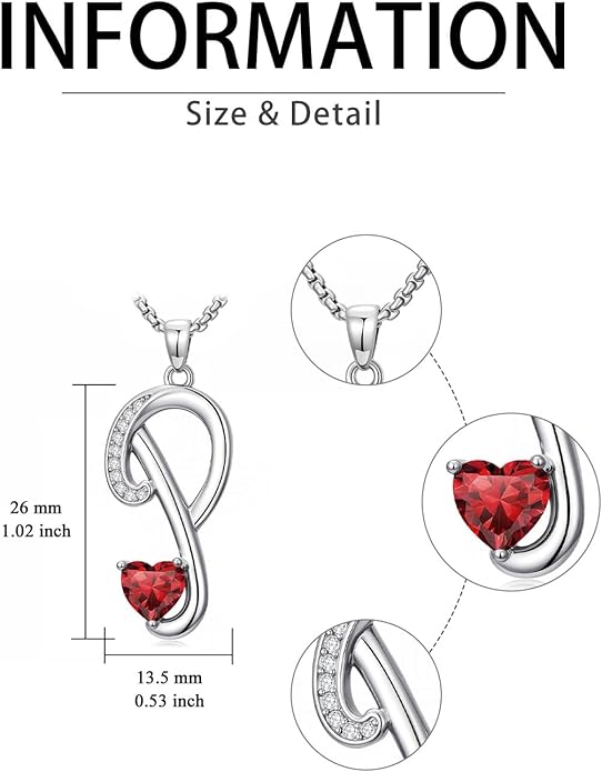 Valentines Day Gifts for Women Alphabet A to Z Initial Birthstone Pendant Necklaces for Women - 18k White Gold Plated Personalized Name Jewelry Valentine Mothers Day Birthday Gifts for Women Her Girlfriend