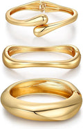 Chunky Gold Bangle Bracelets for Women Trendy 14K Gold Plated Cuff Bracelets Stack, Dainty Bracelet Sets Fashion Jewelry Gift