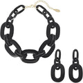 Bocar Acrylic Chunky Statement Necklace for Women Cube Link Chain Collar Necklace and Hoop Earrings Costome Jewelry Set