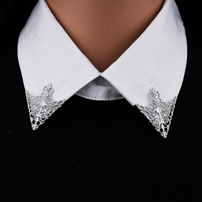 5 Pairs Retro Hollow Pattern Shirt Collar Brooches For Women And Men Gold Plated Triangle & Simple Elegant Double Leaf Collar Pin Brooches Gold Silver Plant Brooch Jewelry