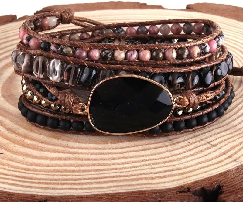 ZOSOJONA Women Wrap Bracelets Boho Natural Stone Jasper Turquoises Strand Bracelet Jewelry Collection