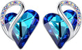 Leafael Infinity love Heart Birthstone Stud Earrings for Women, Valentine's Day Gifts for Mom, Wife, and Her, Silver Plated Birthday Jewelry
