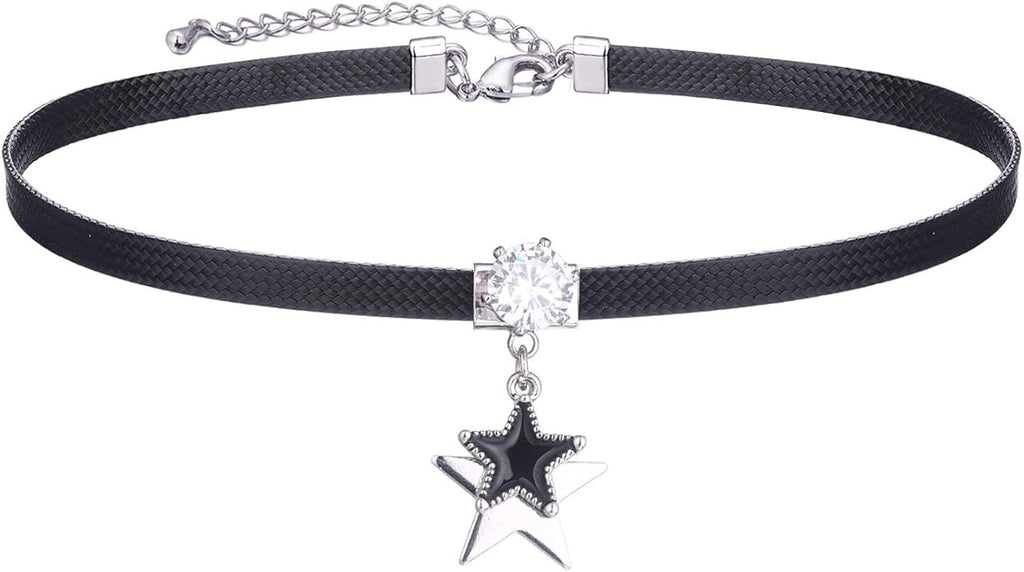 Yonhon Black Choker Necklace for Women,Gold/Siver Tone Choker Necklace with Elegant Pendantant