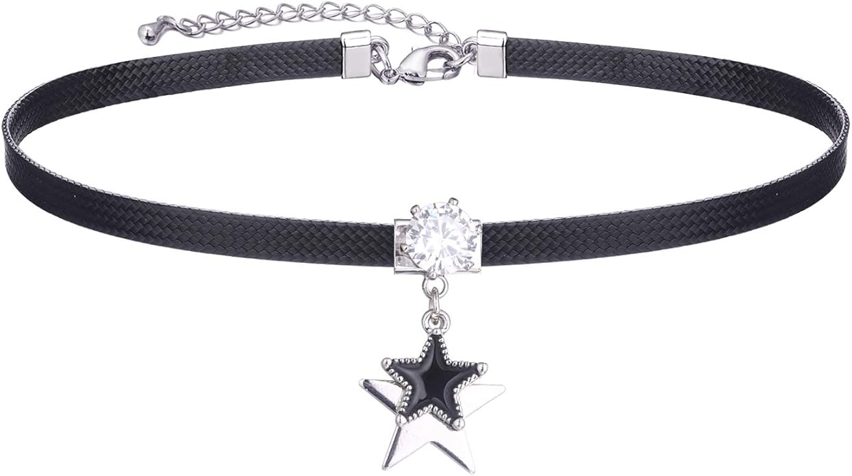 Yonhon Black Choker Necklace for Women,Gold/Siver Tone Choker Necklace with Elegant Pendantant