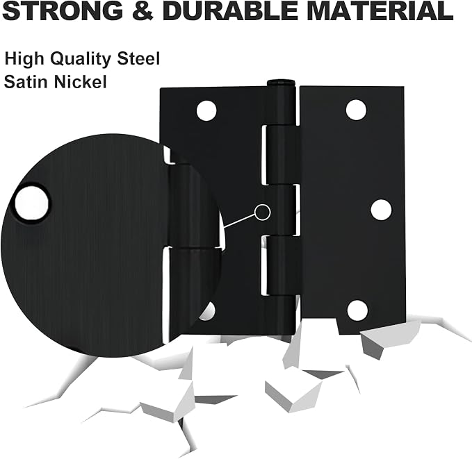 Vervida® 12 Pack Matte Black Door Hinges, 3.5 Inch Square Interior 3 1/2 Inch - Image 5