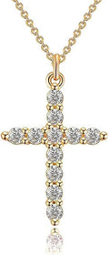 Crown Cross Necklace for Women, 14K Gold Silver Cubic Zirconia Crown Cross Necklace, Diamond Gold Silver Cross Necklaces, Dainty Cross Faith Simple Trendy Charm Jewelry Gift for Women