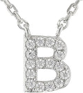 JTV Sterling Silver Initial Necklace for Women, 0.13 CTW White Cubic Zirconia Letter Pendant, Rhodium-Plated, Personalized Monogram Jewelry, Gift Box Included, 18”