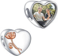 Annmors Personalized Photo Charms For Bracelets/Necklace 925 Sterling Silver Love Heart Shaped Engraved Customize Picture Gift for Birthday Mother's Day,Bead Charms Jewelry for Women