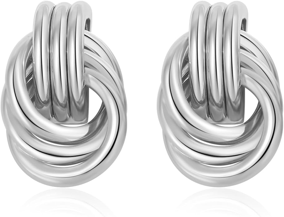 Trendy Gold Plated Knot Earrings for Women Chunky Statement Drop Dangle Earrings Lightweight Hypoallergenic Fashion Accessories Gold Jewelry Gifts for Womens