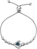 AGVANA Valentines Day Gifts Rosy Reverie Birthstone Bracelet for Women Sterling Silver Genuine or Created Gemstone Tennis Bracelet Rose Heart Jewelry Anniversary Birthday Gifts for Women Mom Wife Her