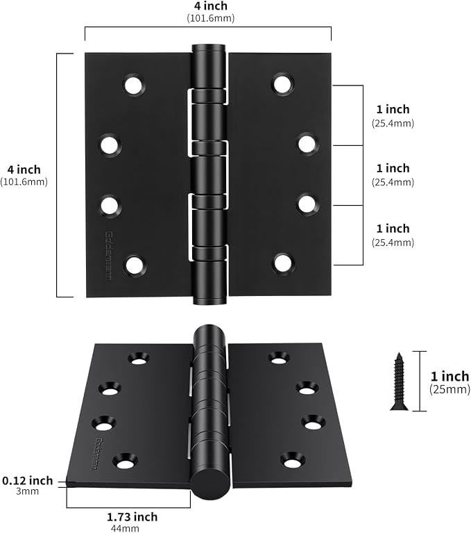 goldenwarm 6 Pack 4 x 4 Inch Ball Bearing Door Hinges Heavy Duty Stainless - Image 3