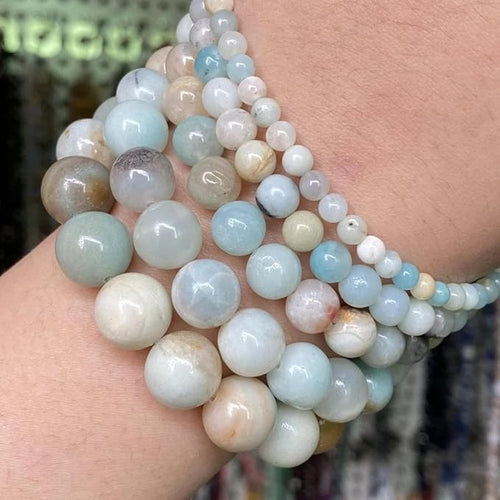 10mm 38pcs Natural Stone Beads Colorful Amazonite Gemstone Round Loose Beads for Jewelry Making DIY Bracelet Necklace Earrings15 Inch