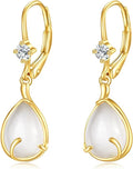 DOVRAN 10K 14K Solid Gold Leverback Earrings for Women Real Yellow Gold Filigree Dangle Earrings Trendy Jewelry Birthday Christmas Gifts for Wife Mom