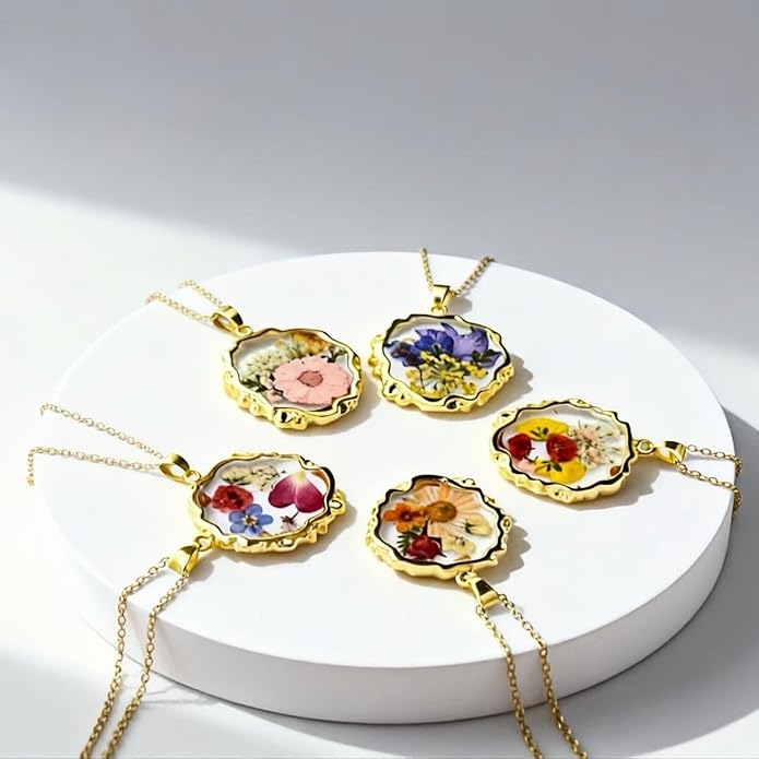 Birth Flower Necklace,1-12 Birth Month Flower Handmade Pendant Necklaces for Women Personalized Custom Floral Jewelry,Boho jewelry,Birthday Gift for Women Girls Best Friend