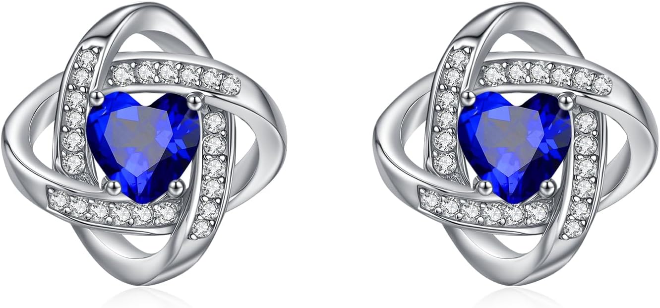 MEDWISE 925 Sterling Silver Birthstone Stud Earrings for Women Birthday Jewelry Gifts for Daughter Mother Women Valentines Day Gifts for Her