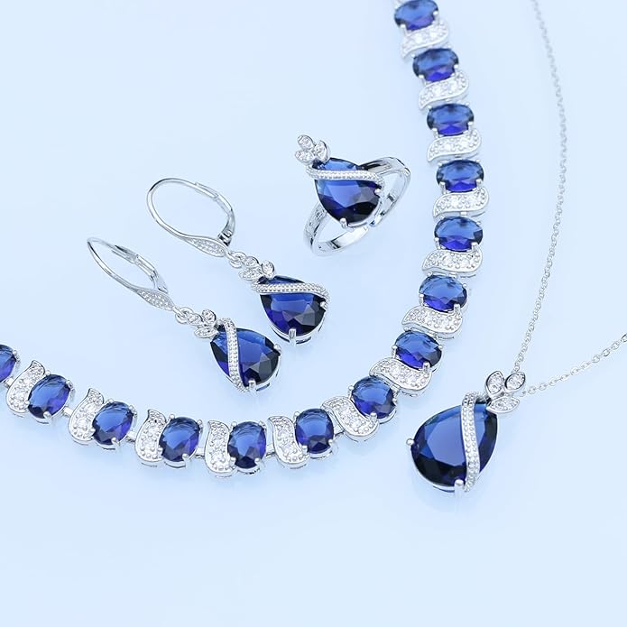 GZWHD Jewelry Set for Women CZ Earrings Necklace Ring Bracelet Set Prom Party Wedding Jewelry Gift for Mother Friend Wife