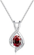SMILEST Valentines Day Gifts for Her - 925 Sterling Silver Oval Sparkle Birthstone Necklace, Infinity Pendant Necklace Anniversary Birthday Gifts for Women Wife Girlfriend Mom Birthstone Necklace