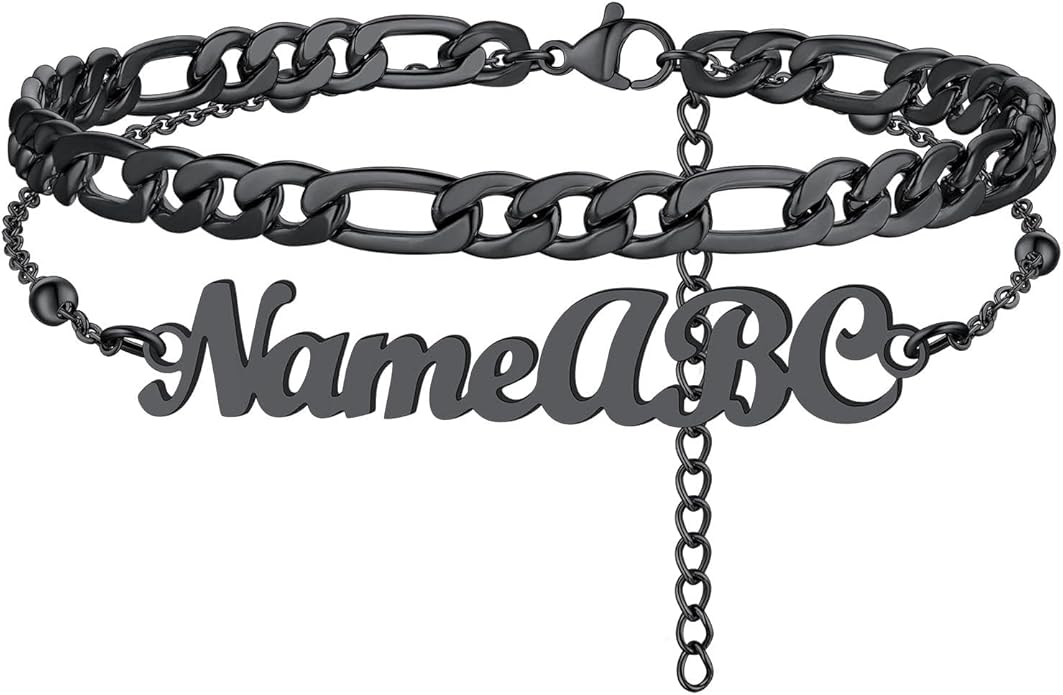 FindChic Custom Ankle Bracelets for Women, Stainless Steel Figaro/Cuban/Wheat/Rope/Herringbone Chain Anklets, Beach Foot Jewelry 8.5''-10.5'' Adjustable & Waterproof, with Gift Box