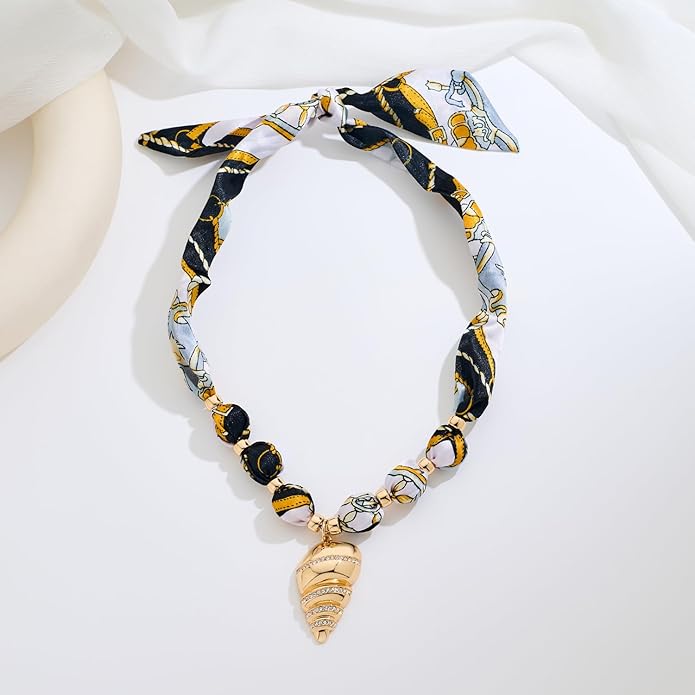 LILIE&WHITE Gold Charms Necklace for Women Bandana Necklace with Colorful Charms Necklaces Beach Jewelry Gift