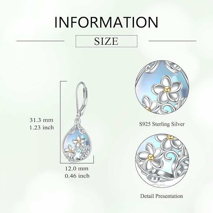 POPLYKE Celtic Filigree Teardrop Drop Dangle Earrings Sterling Silver Leverback Earrings Jewelry for Women