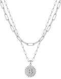 Yoosteel Valentines Gifts for Women Her - Gold Layered Initial Necklaces for Women 14K Gold Plated Dainty Layering Paperclip Link Chain Necklace Coin Initial Necklace Birthday Gifts for Teen Girls