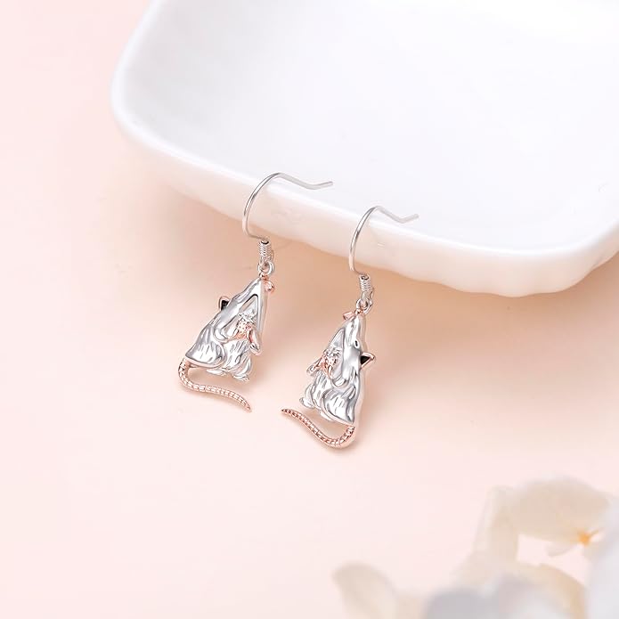 FLYOW 925 Sterling Silver Cute Animal Jewelry Hummingbird/Butterfly/Wolf/Corgi/Cat/Snake/Spider/Bat/Penguin/Bear/Opossum/Frog/Guinea Pig for Women Mother Friend Animal Lovers