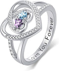 Valentine's Day Gifts for Women Birthstone Rings for Women Heart Statemet Engagement Eternity Wedding Promise Rings Jewelry Anniversary Christmas Valentine Mothers Day Birthday Gifts for Wife Her Girlfriend