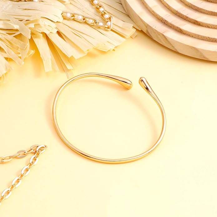Gold Arm Cuff Upper Arm, Arms Cuff Jewelry for Women Bracelet Bangles Upper Arms Cuffs Adjustable Metal Plated Band Armband Statement Party Boho Summer Beach Festival Jewelry, 8cm Diameter