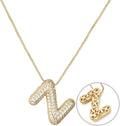 RWQIAN Letter Necklace for Women Bubble, Chunky Initial Alphabet A-Z Pendant Puffy Name Personalized Necklace Dainty Zircon CZ Fashion Jewelry Gifts for Girls Girlfriend