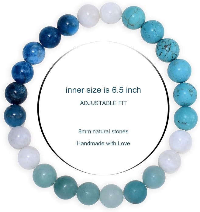 Strong Healing Crystal Bracelet 8MM Genuine Stone Bracelet Lucky Beaded Bracelet Chakra Bracelet 6.5 inch Positive Energy Inspirational Gifts for Women Mom