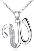 AEONSLOVE 925 Sterling Silver Initial Necklaces for Women, 26 Letters Pendants Necklace Gift for Mother, Daughter, Wife, 18 Inch Chain