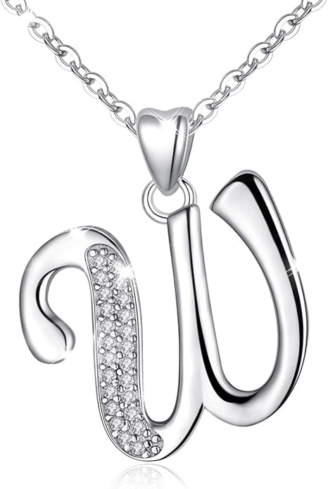 AEONSLOVE 925 Sterling Silver Initial Necklaces for Women, 26 Letters Pendants Necklace Gift for Mother, Daughter, Wife, 18 Inch Chain
