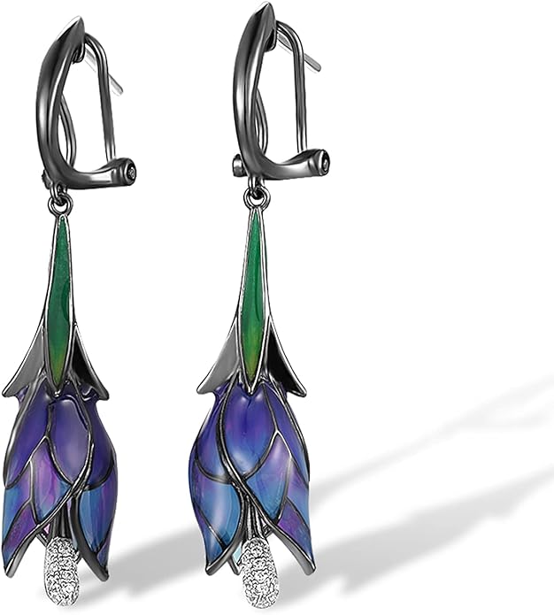 Santuzza Sterling Silver Enamel Tulip Earrings for Women