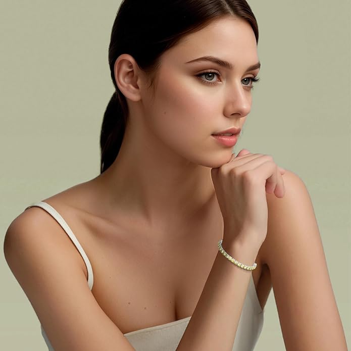 SUNFEEL Birthstone Bracelet Jewelry for Women Sterling Silver with Gold Plated Tennis Bracelet Classic Bolo Adjustable Chain Anniversary Birthday Gifts for Women Mom Wife Her
