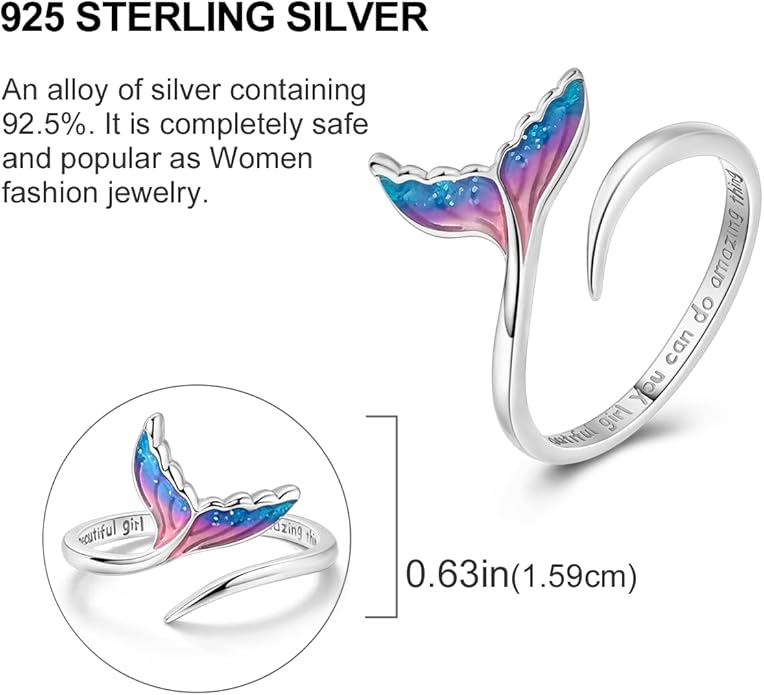 Parmuz 925 Sterling Silver Adjustable Ring for Woman Stackable Open Lucky Ring Eternity Bands Dainty CZ Statement Engagement