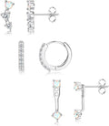 FIASASO 3 Pairs 925 Sterling Silver Hypoallergenic Earrings for Women Trendy - 14K Gold Plated Stud Hoop Cartilage Earrings Set Small Earring Stacks for Sensitive Ears Non Tarnish Dainty Silver Earring