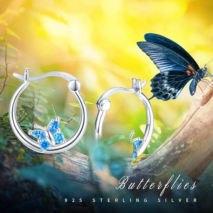 JUSTKIDSTOY Hypoallergenic Panda/Unicorn/Hummingbird/Dolphin Hoop Earrings for Women 925 Sterling Silver Animal Huggie Hoop Earrings Jewelry Gifts for Sensitive Ears