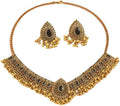 Indian Wedding Bridal Traditional Bohemian Jewellery Set for Women Girls Antique Oxidized Ethnic Party Prom Wear Statement Necklace Earring Tassel Bollywood Choker Punk Crystal Fashion Gift for Bride