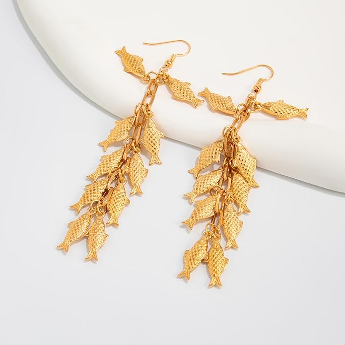 Gold Starfish Shell Earrings for Women with Pearl Beach Seashell Earrings Dangle Summer Vacation Earring for Women Beach Jewelry