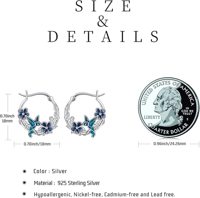 JUSTKIDSTOY Hypoallergenic Panda/Unicorn/Hummingbird/Dolphin Hoop Earrings for Women 925 Sterling Silver Animal Huggie Hoop Earrings Jewelry Gifts for Sensitive Ears