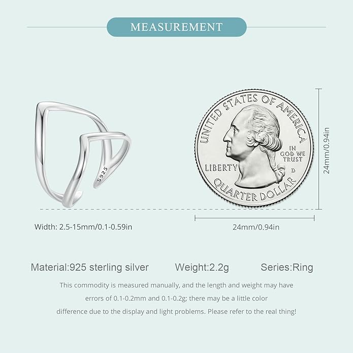 MUNDELL 925 Sterling Silver Simple Multi-layer Leaf Adjustable Ring Green Lucky Leaves Statement Ring for Women Promise Ring Fine Jewelry