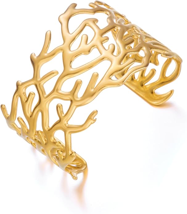 Wide Chunky Gold Cuff Bracelets for Women - Open Cuff Bangles Adjustable Wrist Bracelets, Statement Jewelry Gifts for Women