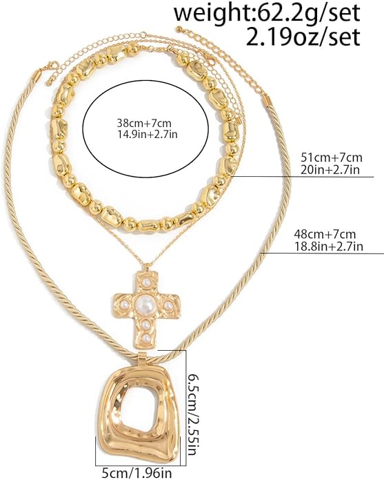 PLOUTOS Statement Modern Geometric Hollow Square Pendant Rope Chain Necklace for Women Bold Fashion Layering Collarbone Jewelry Party Wear Accessory