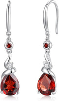 FANCIME Women Drop Earrings 925 Sterling Silver with Pear Gemstone Dangle Birthstone Earring Fine Jewelry Birthday Gifts for Women