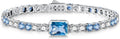 Birthstone Bracelets for Women Birthday Gifts 4CT Radiant Cut Birthstone 4mm Sterling Silver White Gold Tennis Bracelets for Women Round Cut 5A Cubic Zirconia Bezel Setting 7 Inch