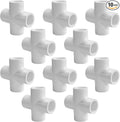 LESSO 10Pack 4-Way 1" PVC Fitting Cross Connector, SCH40 White | Furniture Grade by LESSO