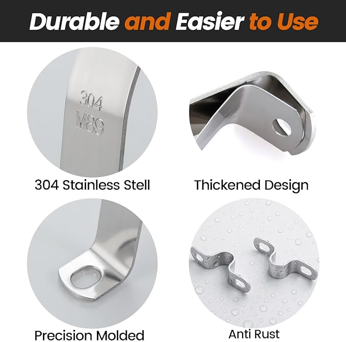 20 PCS 9/16 Inch, 304 Stainless Steel Thickened Pipe Clamps, Heavy-Duty Two - Image 3