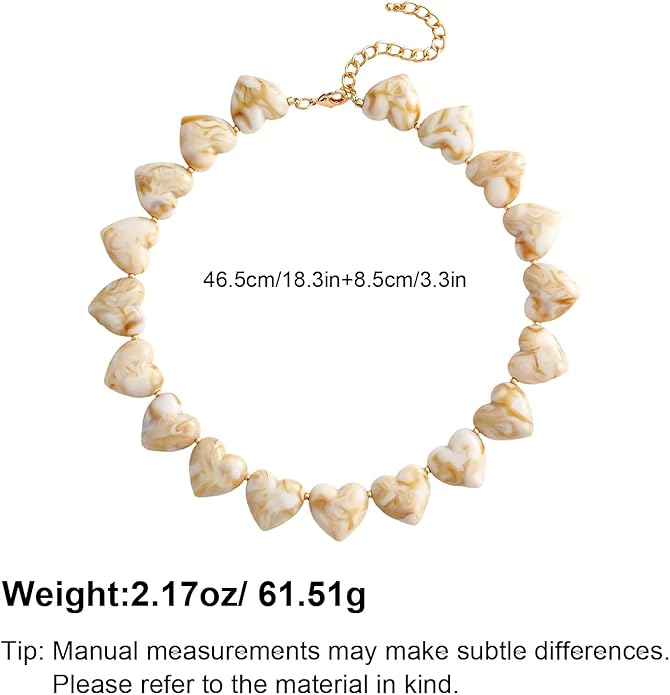 YUJIE Amber Acrylic Heart Choker Necklace for Women Vintage Punk Chunky Necklace Trendy Fashion Accessory