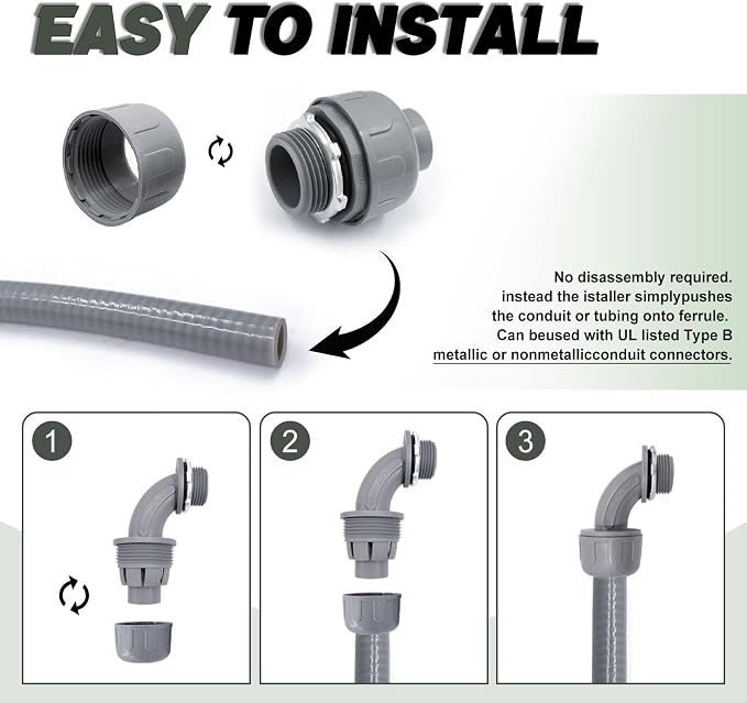 10 Pack 1/2 Inch Liquid Tight Connectors - Image 6