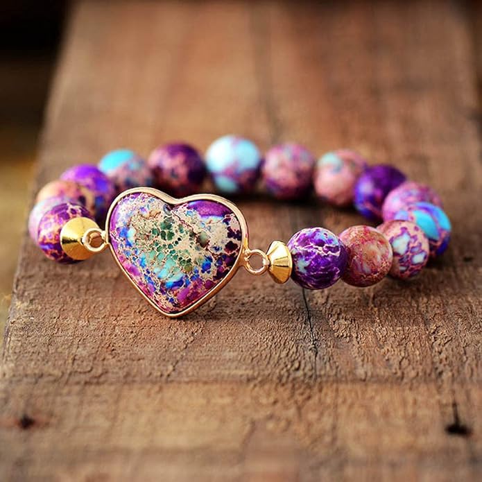 ZOSOJONA Women Wrap Bracelet Boho Natural Jasper Crystal Stone Beads Strand Bracelets